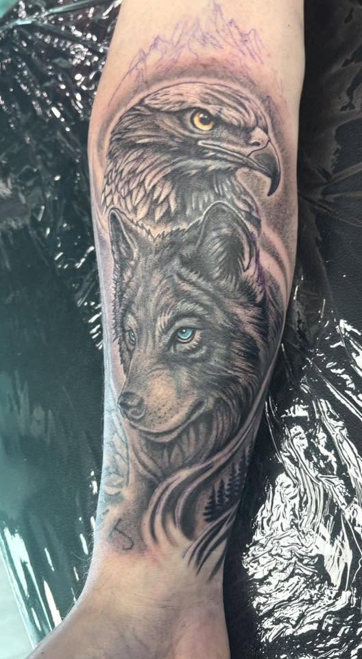 Detailed owl tattoo
